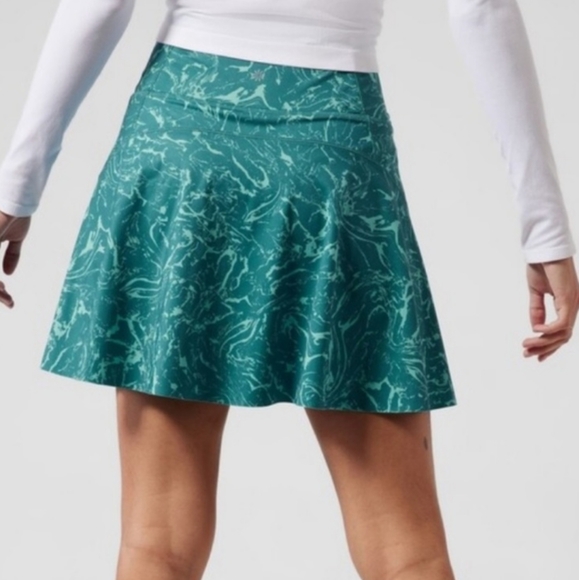 ATHLETA ACE Blue/Green Marble Borealis  Pattern Tennis Skirt Skort Size 1X NWT - Picture 2 of 13